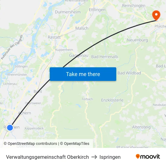 Verwaltungsgemeinschaft Oberkirch to Ispringen map