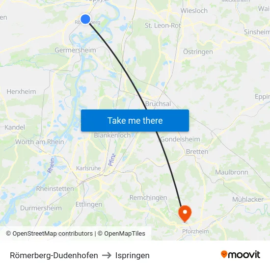 Römerberg-Dudenhofen to Ispringen map