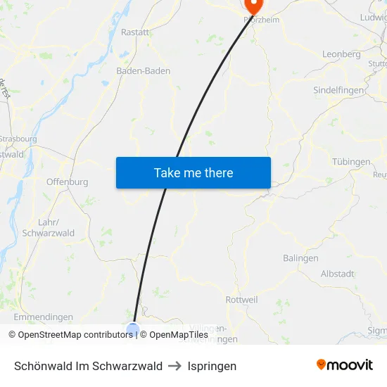 Schönwald Im Schwarzwald to Ispringen map