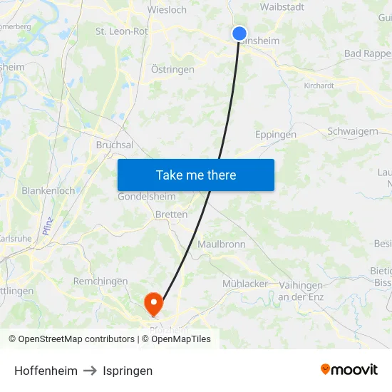Hoffenheim to Ispringen map