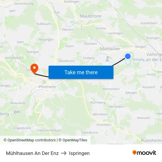Mühlhausen An Der Enz to Ispringen map