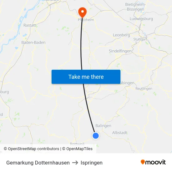 Gemarkung Dotternhausen to Ispringen map