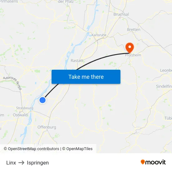 Linx to Ispringen map