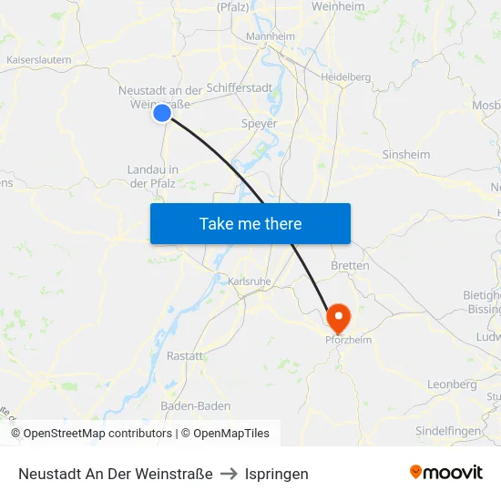 Neustadt An Der Weinstraße to Ispringen map