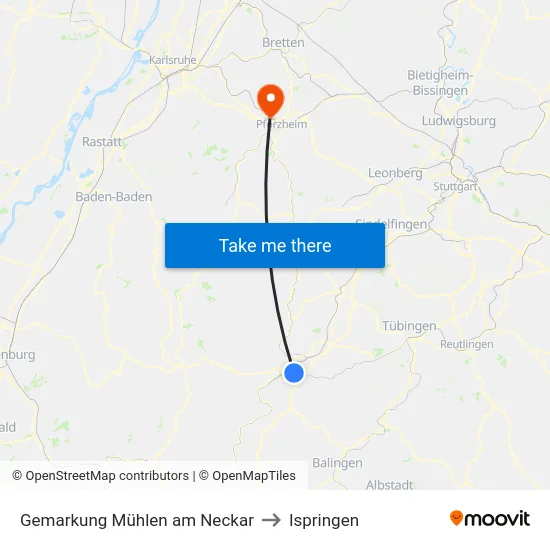 Gemarkung Mühlen am Neckar to Ispringen map