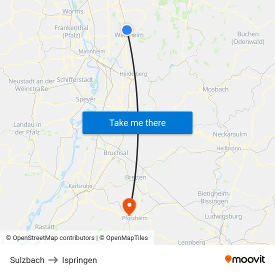 Sulzbach to Ispringen map