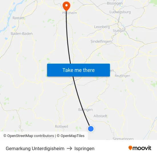 Gemarkung Unterdigisheim to Ispringen map