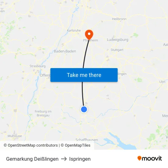 Gemarkung Deißlingen to Ispringen map
