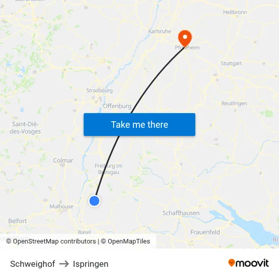 Schweighof to Ispringen map