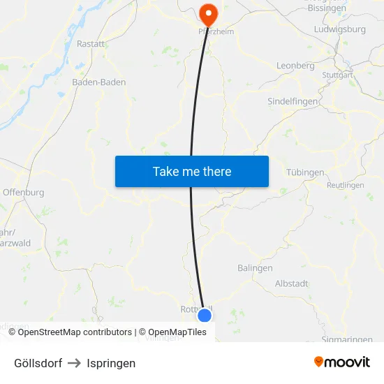 Göllsdorf to Ispringen map