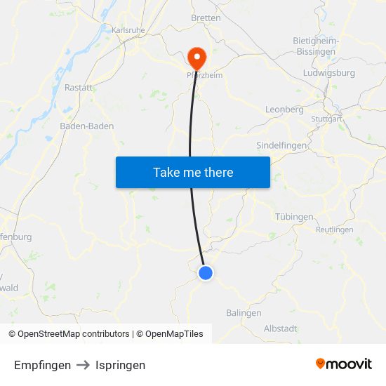 Empfingen to Ispringen map