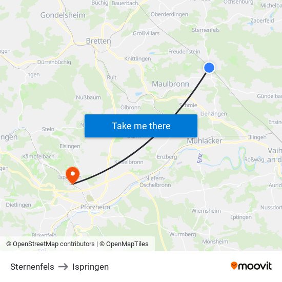 Sternenfels to Ispringen map