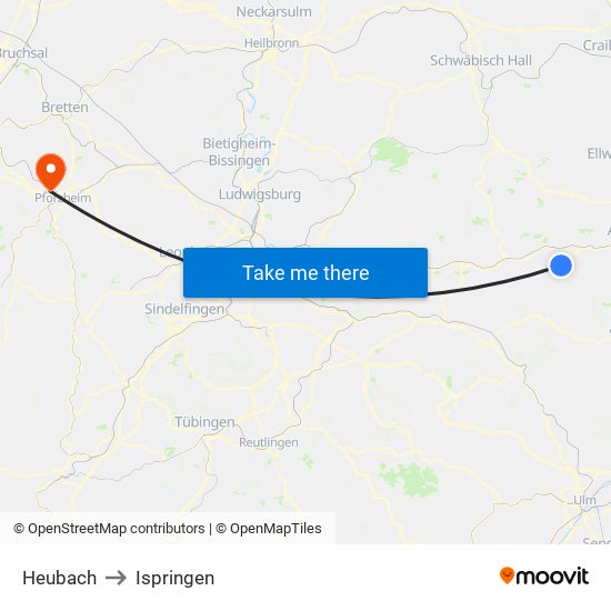 Heubach to Ispringen map