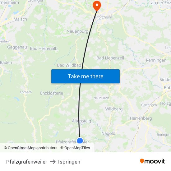 Pfalzgrafenweiler to Ispringen map
