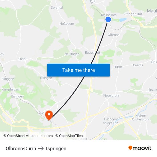 Ölbronn-Dürrn to Ispringen map