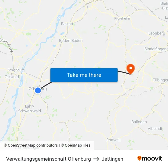 Verwaltungsgemeinschaft Offenburg to Jettingen map
