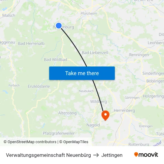 Verwaltungsgemeinschaft Neuenbürg to Jettingen map
