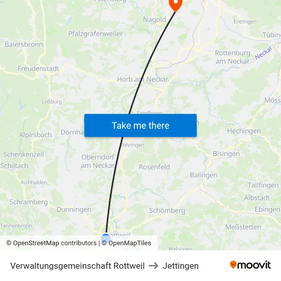 Verwaltungsgemeinschaft Rottweil to Jettingen map