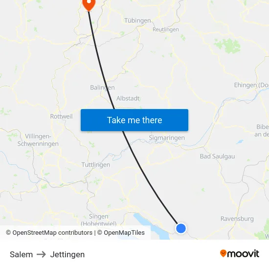 Salem to Jettingen map