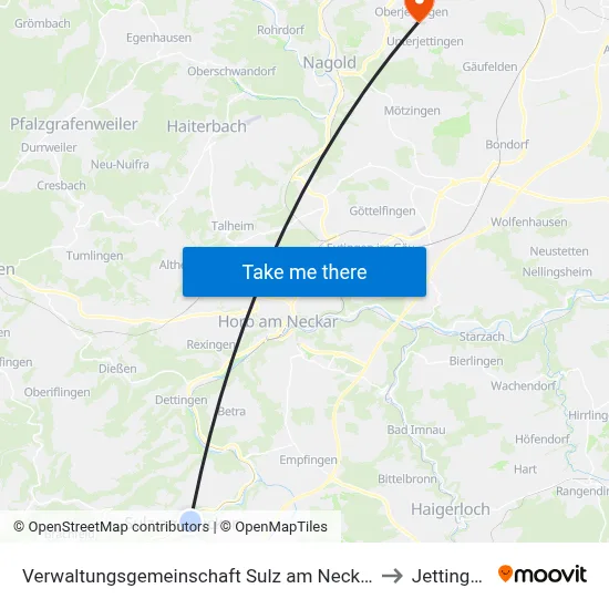Verwaltungsgemeinschaft Sulz am Neckar to Jettingen map