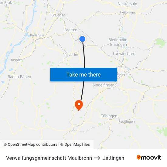 Verwaltungsgemeinschaft Maulbronn to Jettingen map