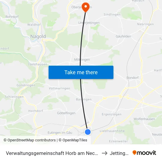 Verwaltungsgemeinschaft Horb am Neckar to Jettingen map