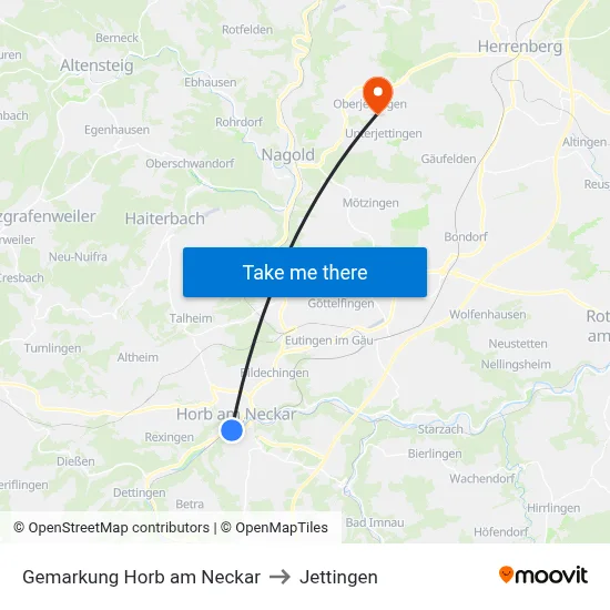 Gemarkung Horb am Neckar to Jettingen map