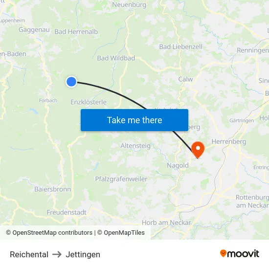 Reichental to Jettingen map