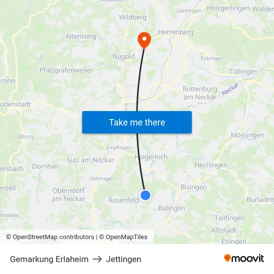 Gemarkung Erlaheim to Jettingen map