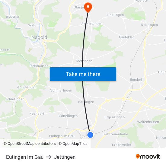 Eutingen Im Gäu to Jettingen map