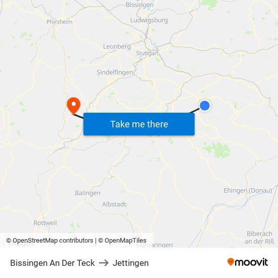 Bissingen An Der Teck to Jettingen map