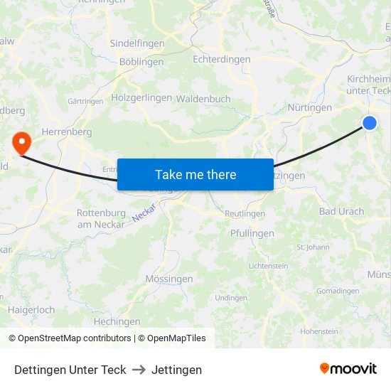 Dettingen Unter Teck to Jettingen map