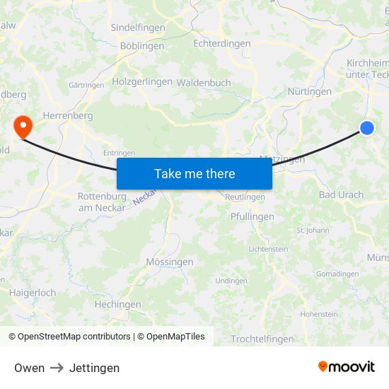 Owen to Jettingen map