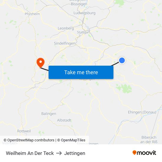 Weilheim An Der Teck to Jettingen map