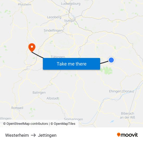 Westerheim to Jettingen map