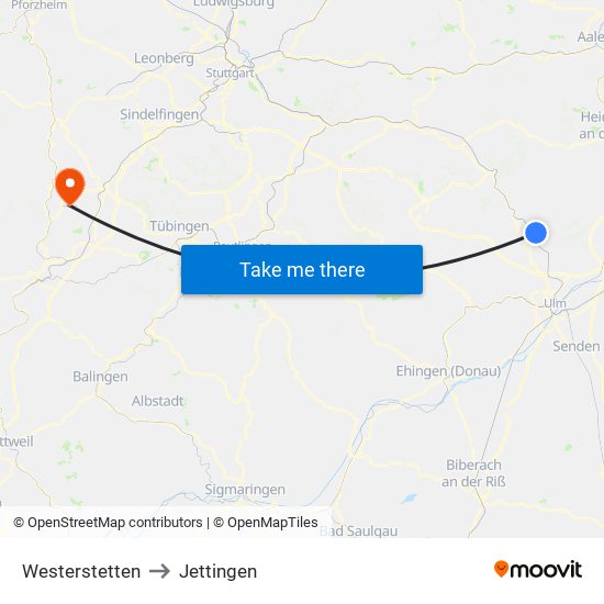 Westerstetten to Jettingen map