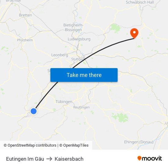 Eutingen Im Gäu to Kaisersbach map
