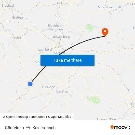 Gäufelden to Kaisersbach map