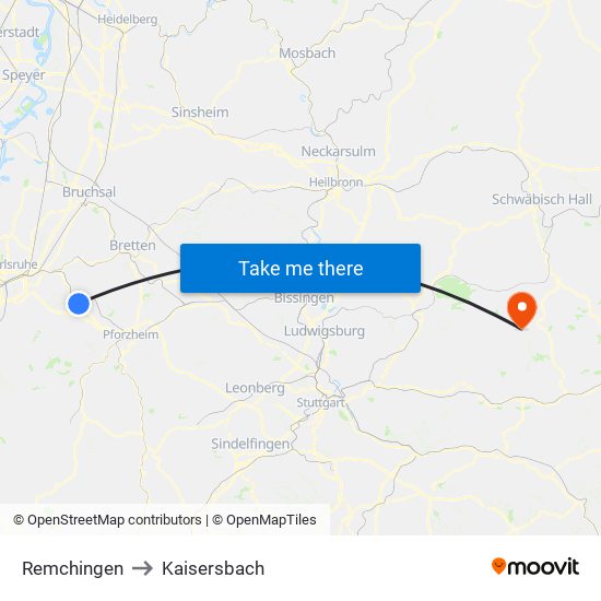 Remchingen to Kaisersbach map