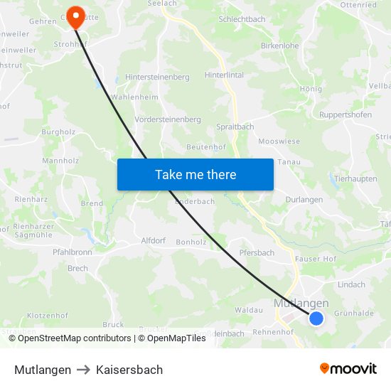 Mutlangen to Kaisersbach map