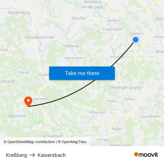 Kreßberg to Kaisersbach map