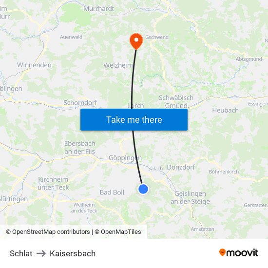 Schlat to Kaisersbach map