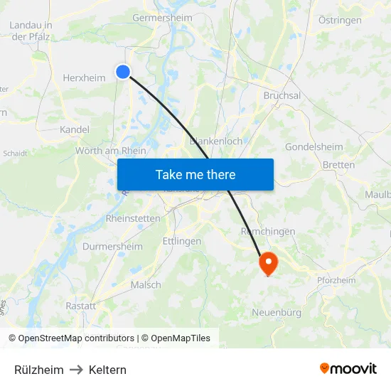 Rülzheim to Keltern map