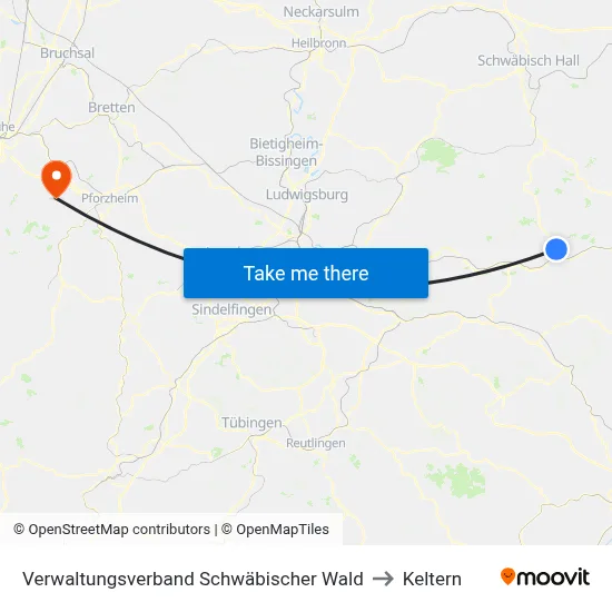 Verwaltungsverband Schwäbischer Wald to Keltern map