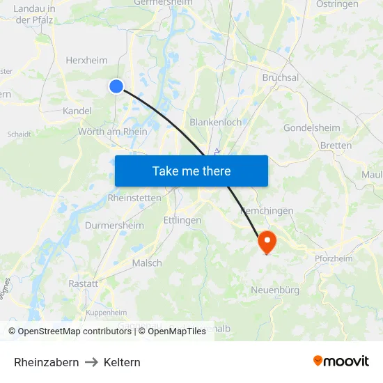 Rheinzabern to Keltern map