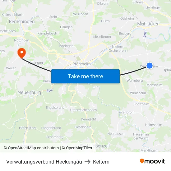 Verwaltungsverband Heckengäu to Keltern map