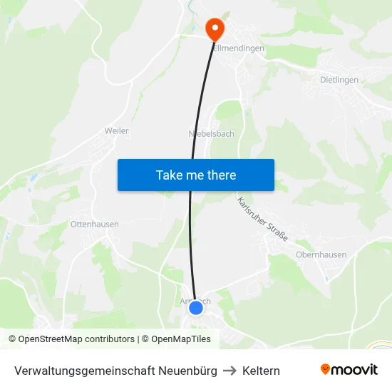 Verwaltungsgemeinschaft Neuenbürg to Keltern map