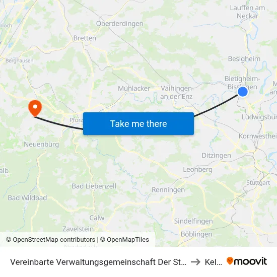 Vereinbarte Verwaltungsgemeinschaft Der Stadt Bietigheim-Bissingen to Keltern map
