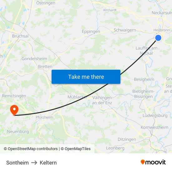 Sontheim to Keltern map