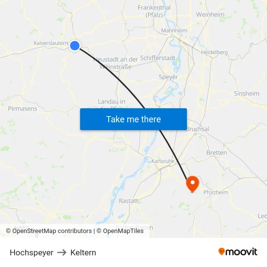 Hochspeyer to Keltern map